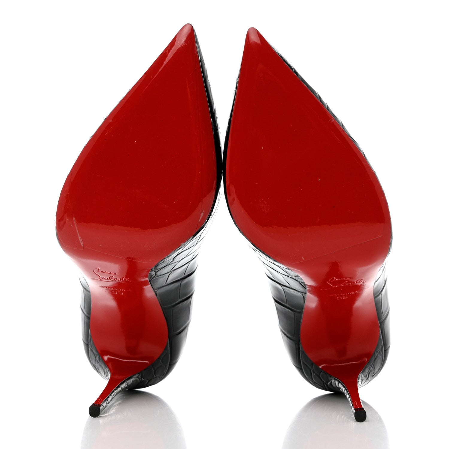 Christian Louboutin Calfskin Crocodile Embossed Pigalle Follies 100 Pumps 39 Black 5 of 8