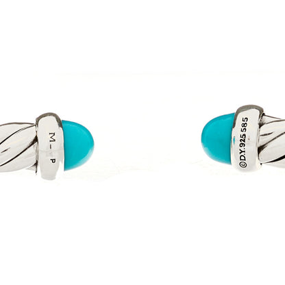David Yurman Sterling Silver 14K Yellow Gold Turquoise 4mm Cable Flex Bracelet 3 of 3