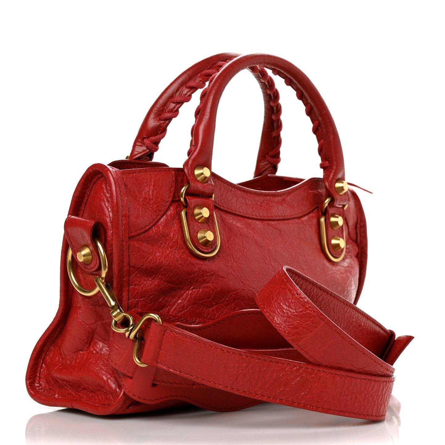 Agneau Gold Metallic Edge Hardware Mini City Rouge Rubis