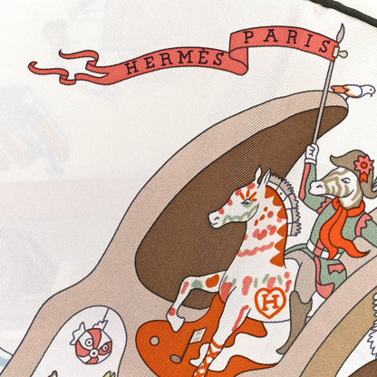 Hermes Silk Academia Hippica Scarf 90 White Rose Poudre 2 of 5