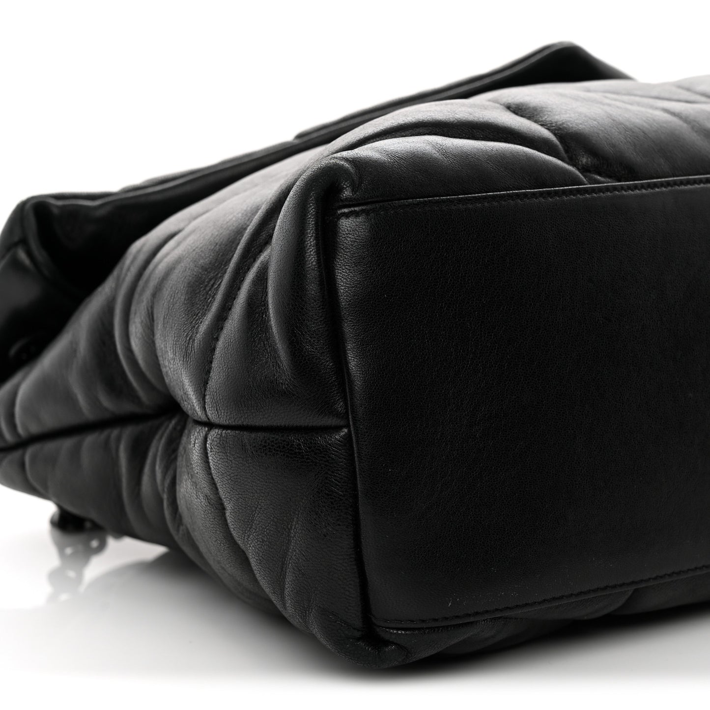 Lambskin Quilted Monogram Monochrome Small Loulou Puffer Chain Satchel Black