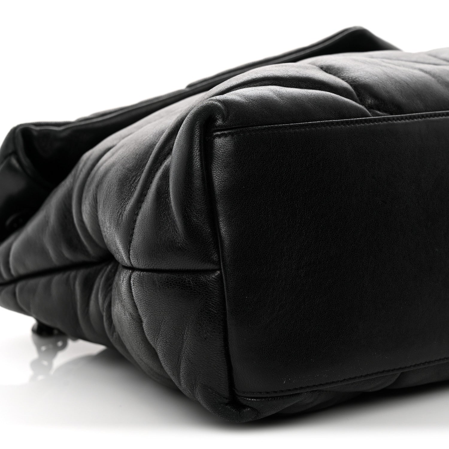 Saint Laurent Lambskin Quilted Monogram Monochrome Small Loulou Puffer Chain Satchel Black 9 of 10