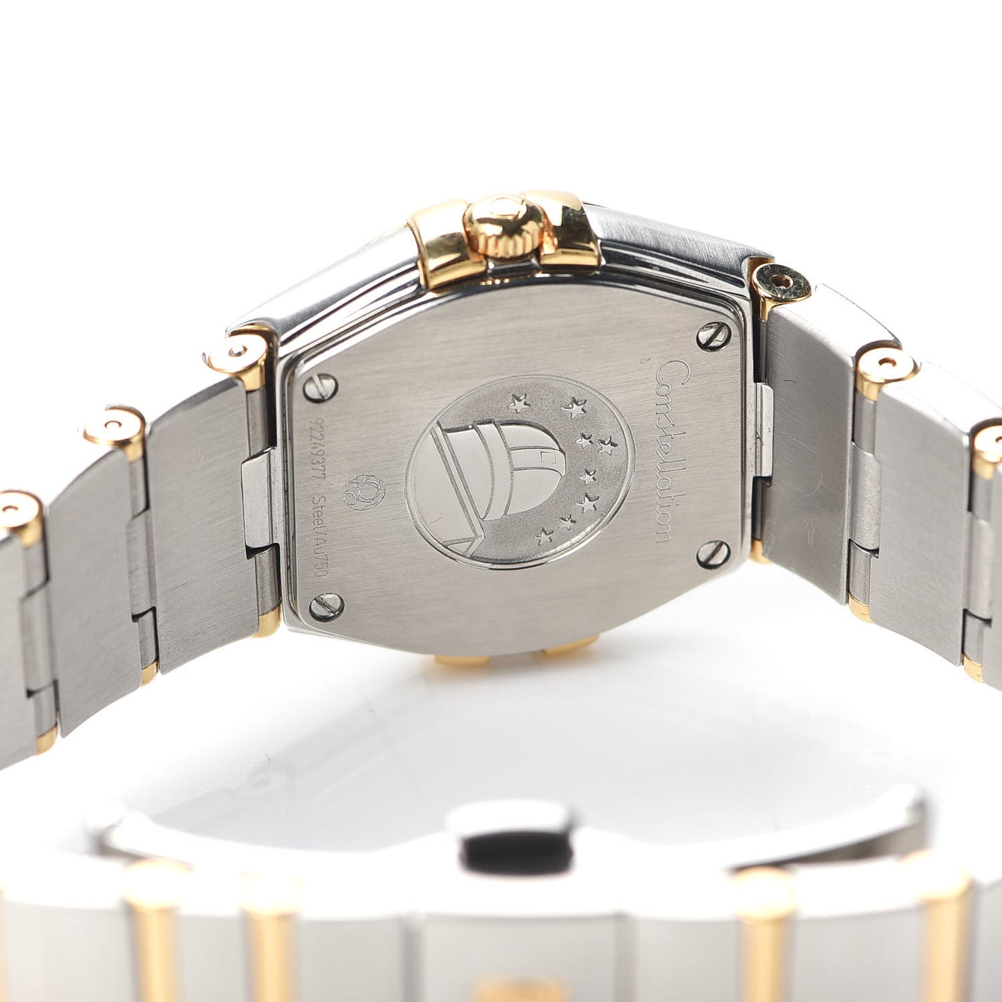 Stainless Steel 18K Yellow Gold Diamond Bezel Mother of Pearl 24mm Constellation Quartz Watch 123.25.24.60.05.001