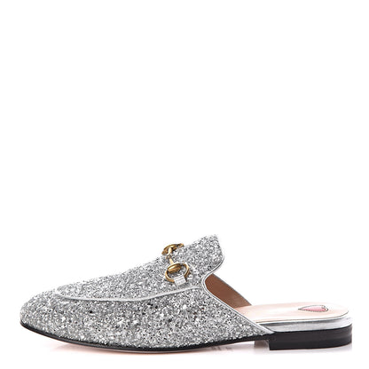 Gucci Glitter Womens Princetown Slippers 36.5 Silver 1 of 8