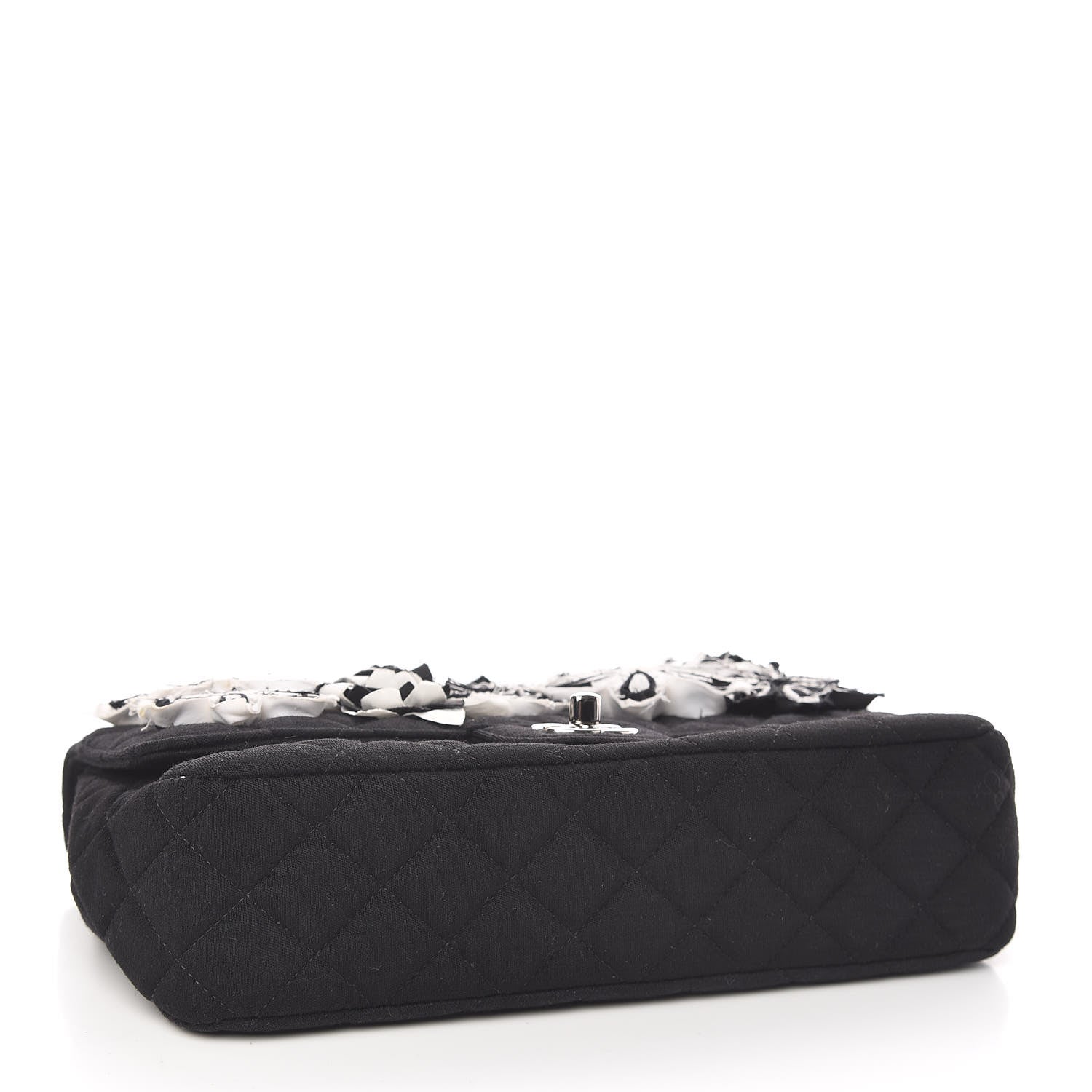 Chanel Jersey Quilted Embroidered Floral Medium Single Flap Black 4 of 10