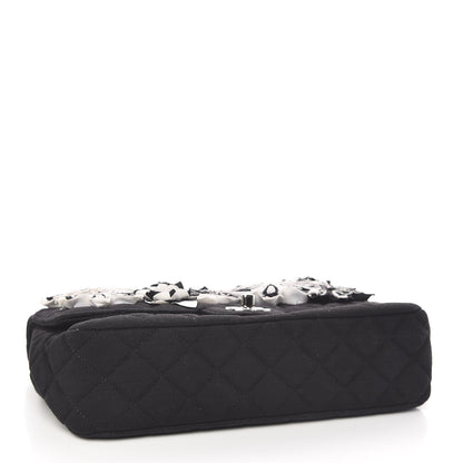 Chanel Jersey Quilted Embroidered Floral Medium Single Flap Black 4 of 10