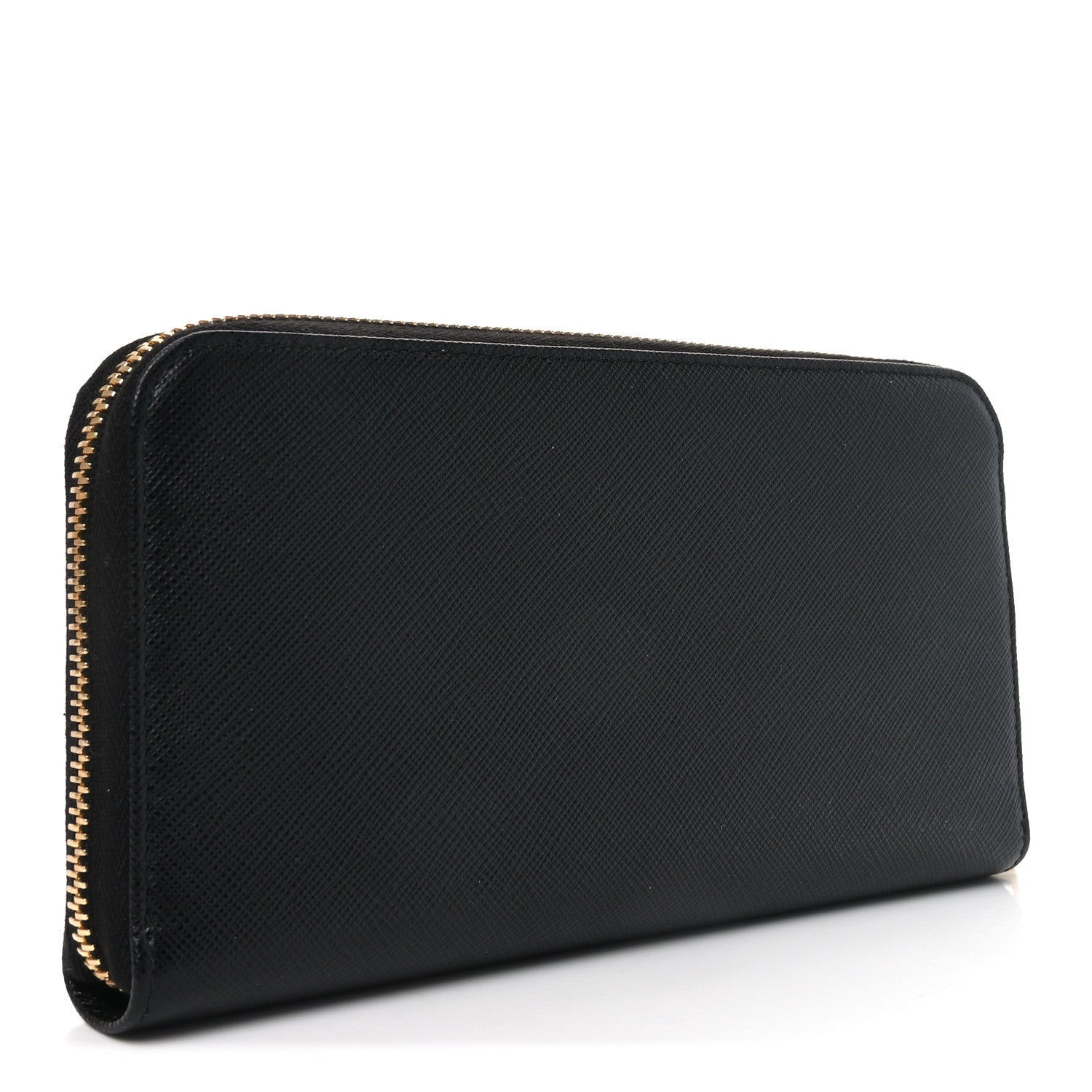 Prada Saffiano Metal Zip Around Wallet Black 3 of 7