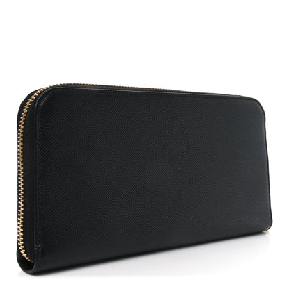 Prada Saffiano Metal Zip Around Wallet Black 3 of 7