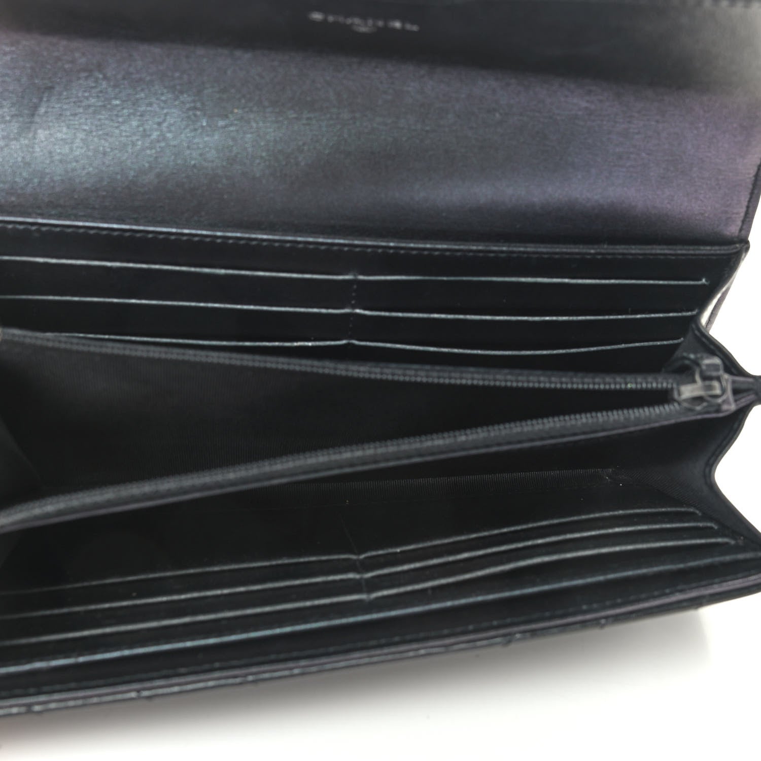Chanel Patent Metallic Crumpled Calfskin Chevron Quilted Large Gusset Flap Wallet So Black 5 of 10