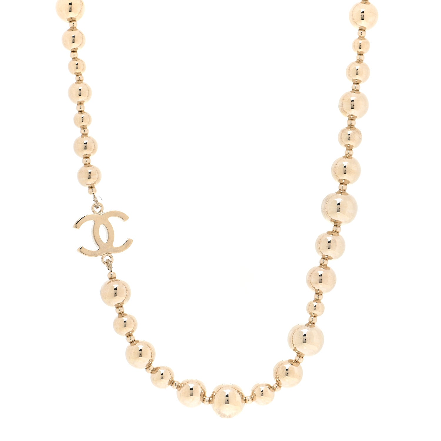 Chanel Metal Bead CC Necklace Gold 1 of 5