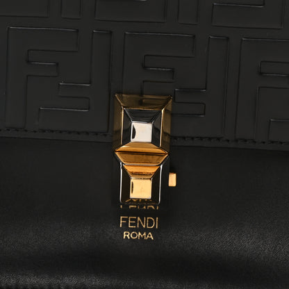 Fendi Vitello Liberty FF 1974 Embossed Kan I Shoulder Bag Black 8 of 10