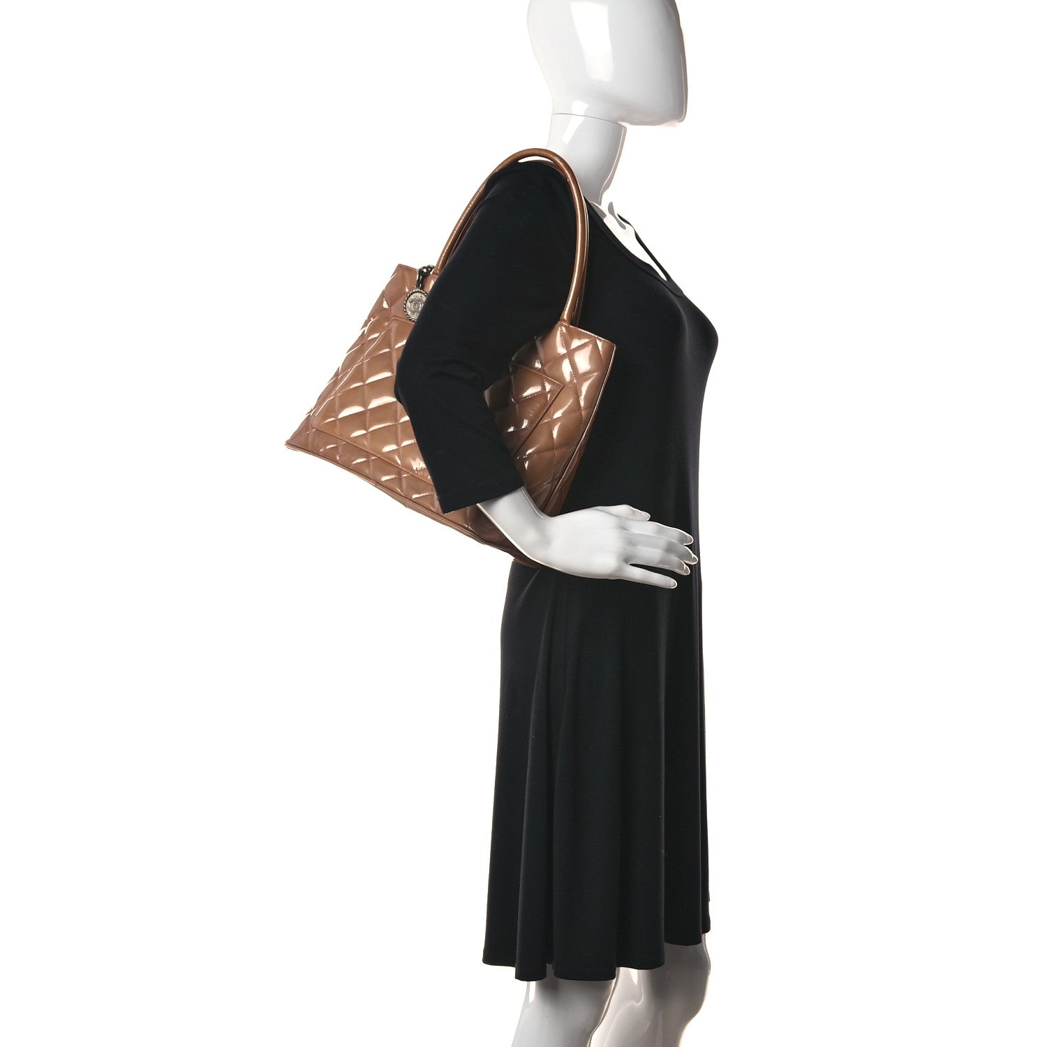Chanel Patent Quilted Medallion Tote Dark Beige 2 of 22