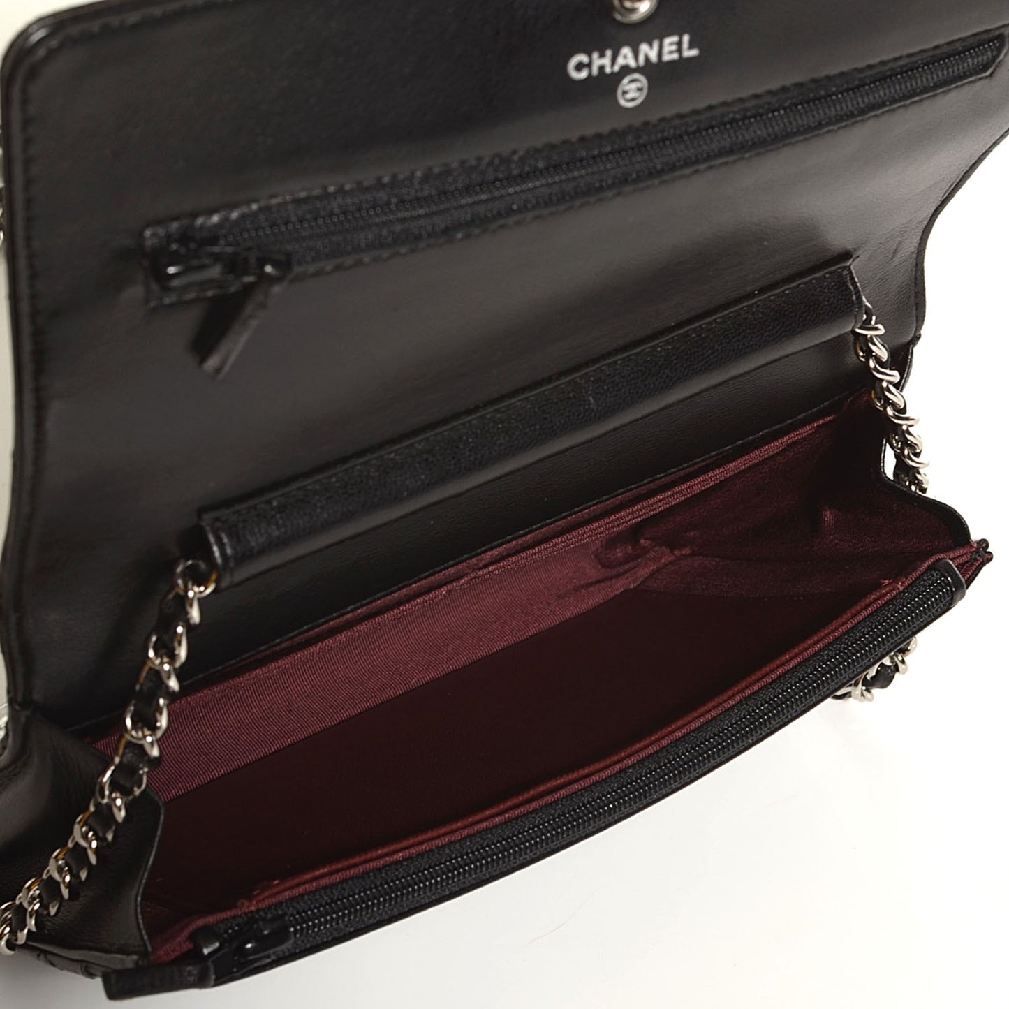 Lambskin Quilted Wallet On Chain WOC Black