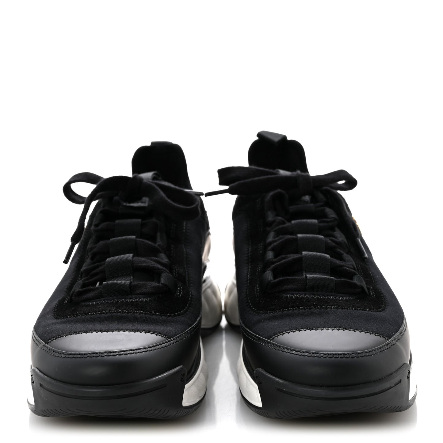 Velvet Calfskin Mixed Fibers CC Sneakers 41.5 Black