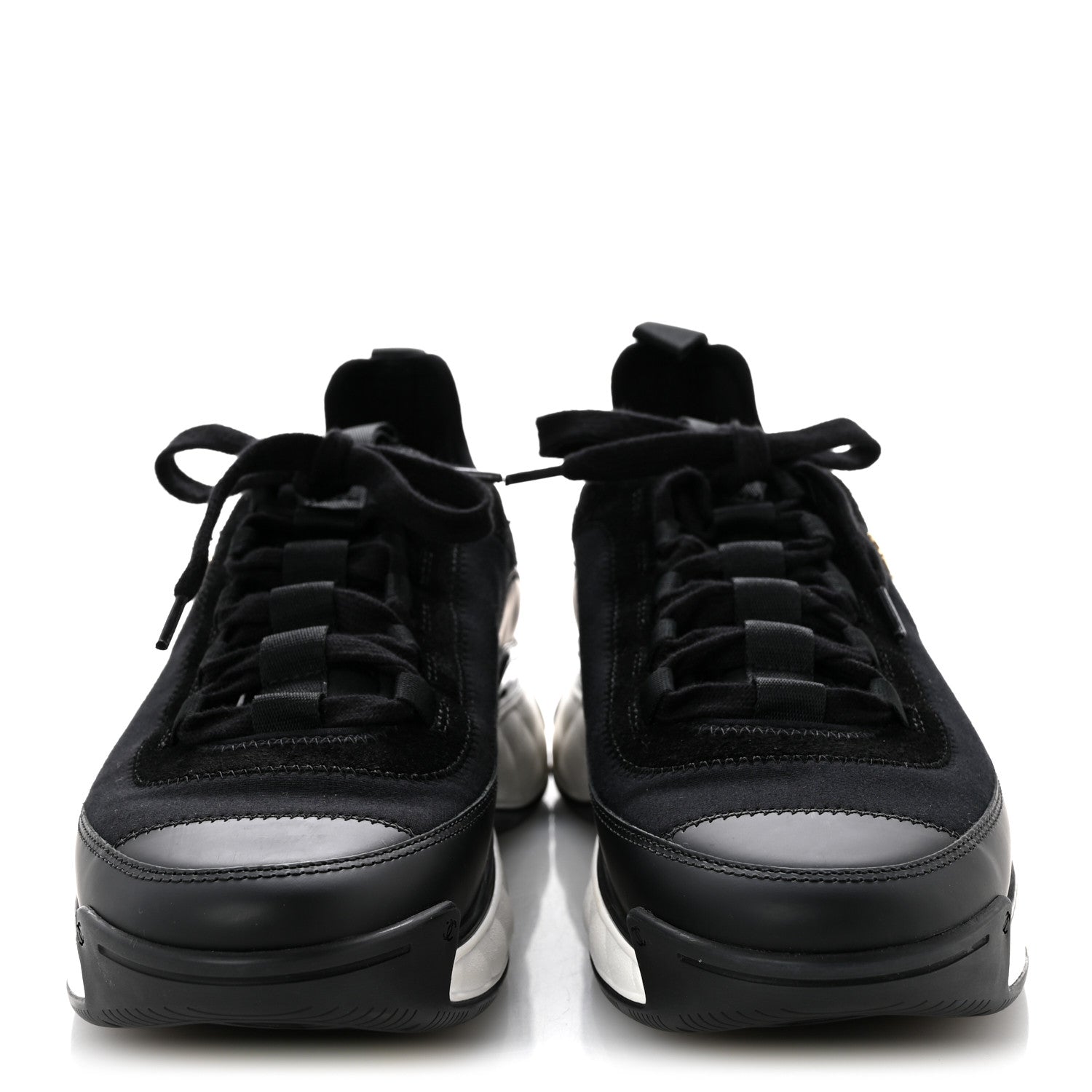 Chanel Velvet Calfskin Mixed Fibers CC Sneakers 41.5 Black 3 of 10