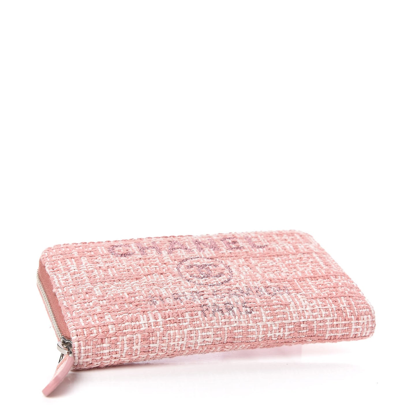 Lurex Canvas Deauville Medium Zip Around Wallet Pink
