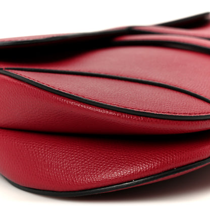 Christian Dior Grained Calfskin Saddle Bag Red 9 of 10