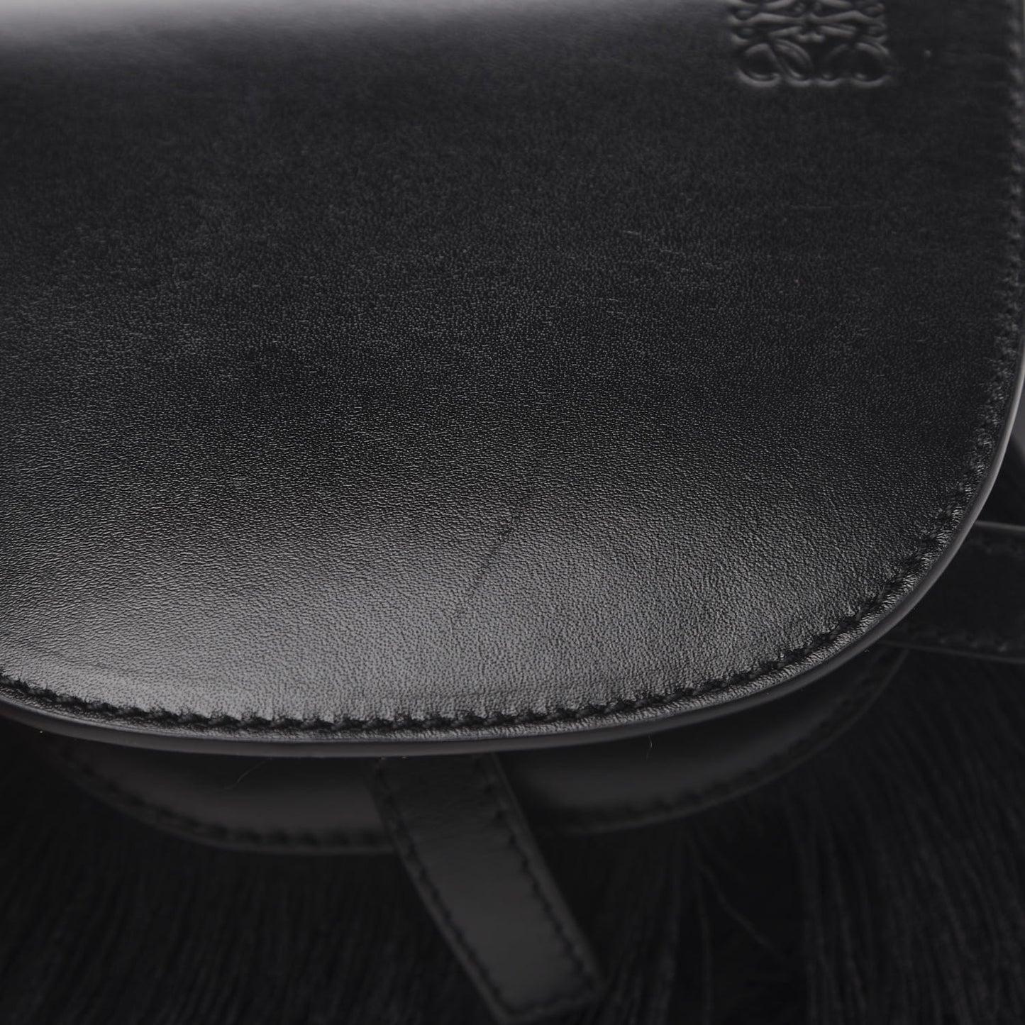 Calfskin Mini Fringe Gate Crossbody Bag Black