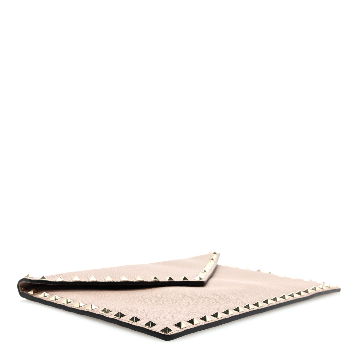 Valentino Garavani Pebbled Calfskin Large Rockstud Envelope Clutch Poudre 4 of 6