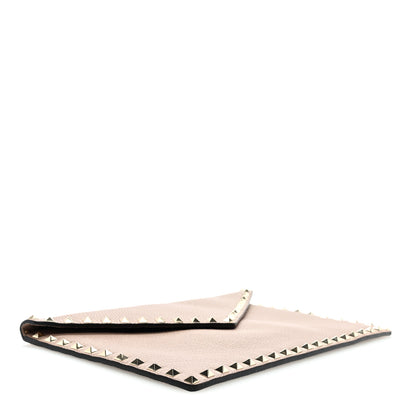 Valentino Garavani Pebbled Calfskin Large Rockstud Envelope Clutch Poudre 4 of 6