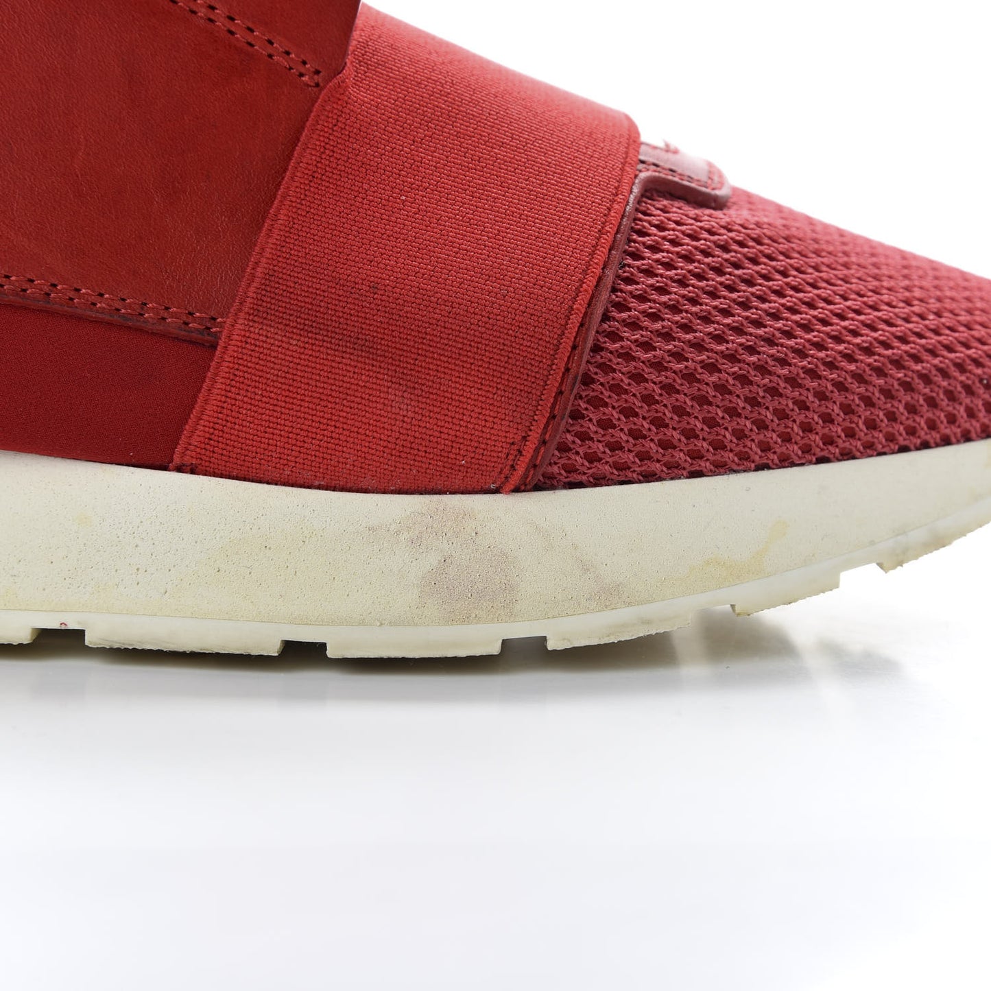 Calfskin Neoprene Mesh Suede Womens Race Runner Sneakers 41 Red