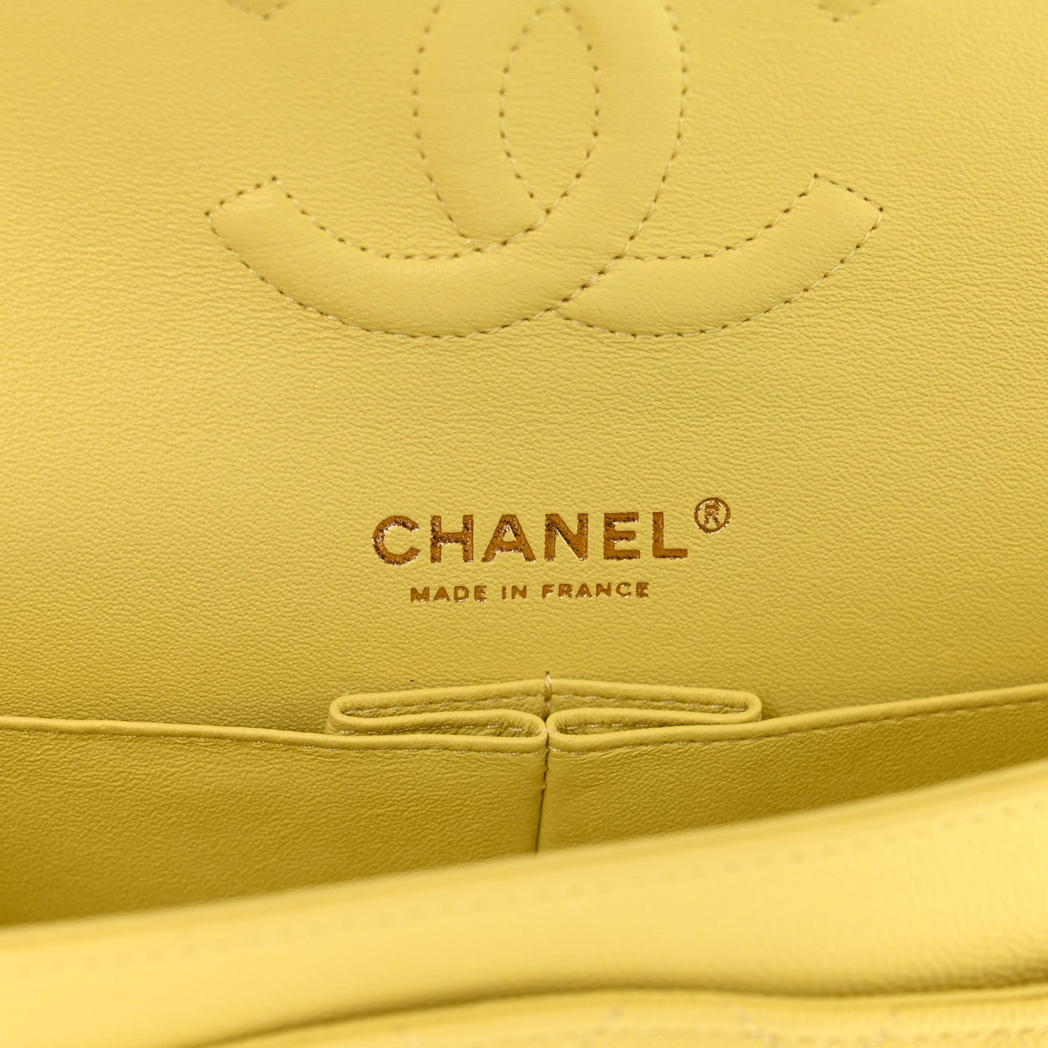 Chanel Caviar Quilted Medium Double Flap Yellow 6 of 10