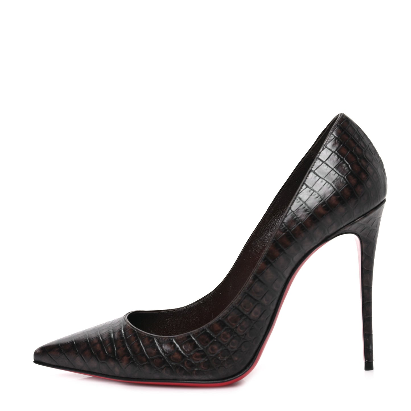 Calfskin Crocodile Embossed Kate 100 Pumps 40 Expresso