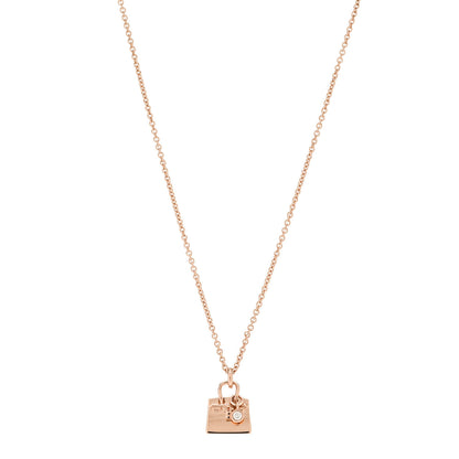 Hermes 18K Rose Gold Diamond Kelly Pendant Necklace 1 of 5