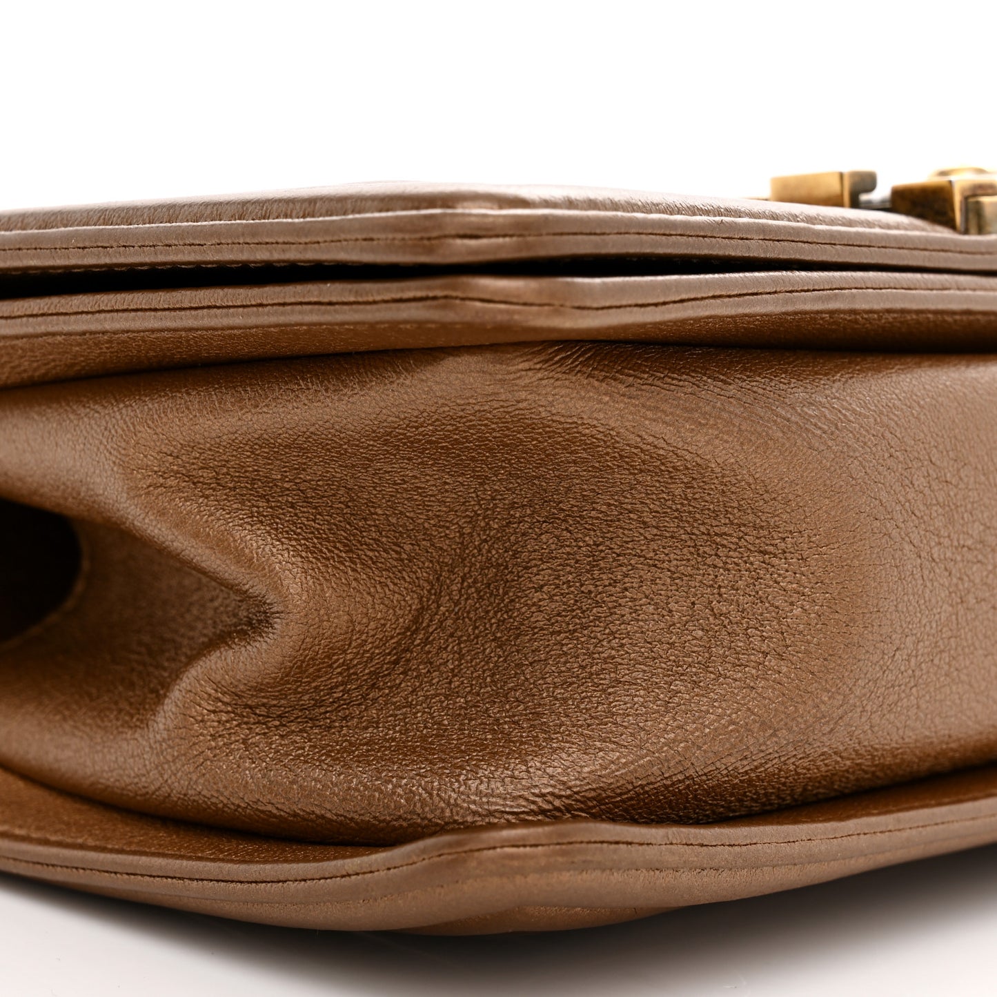 Metallic Lambskin Small Golden CC Boy Flap  Dark Gold