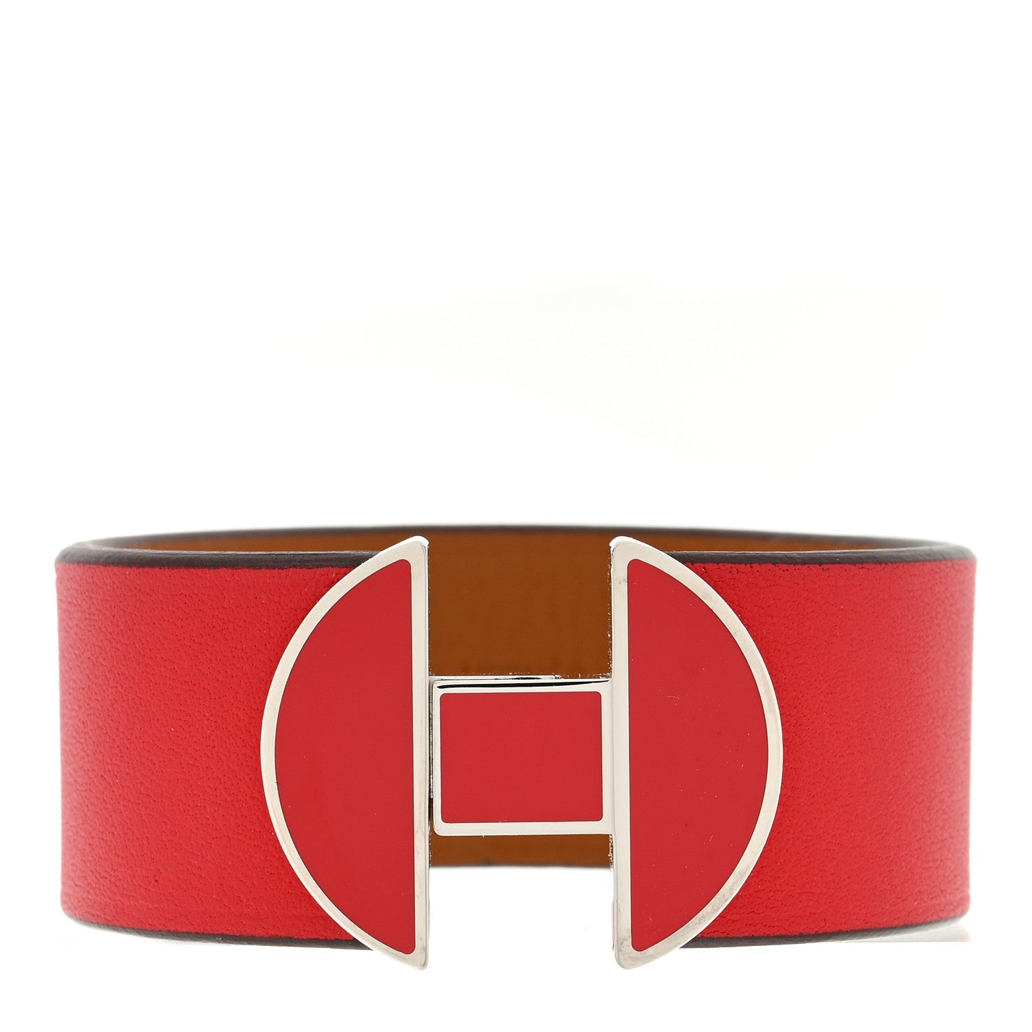 Hermes Tadelakt 2002 Manchette Bracelet T2 Rouge De Coeur 1 of 3