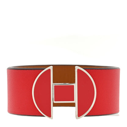Hermes Tadelakt 2002 Manchette Bracelet T2 Rouge De Coeur 1 of 3