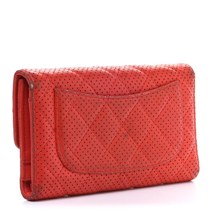 Chanel Perforated Lambskin Quilted Flap Wallet Red 3 of 16