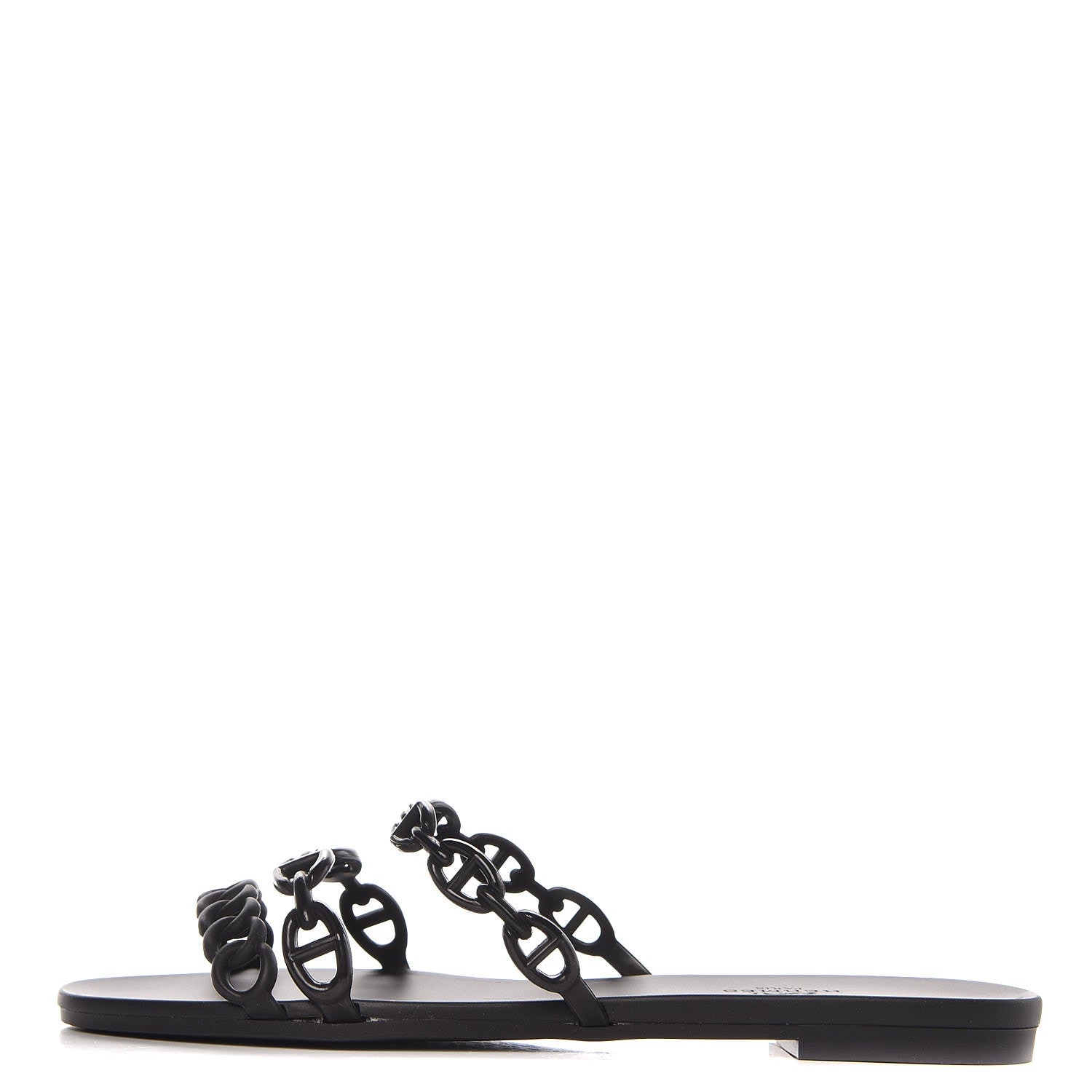 Hermes Rubber Chaine d'Ancre Rivage Sandals 38 Black 1 of 7