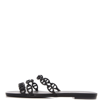 Hermes Rubber Chaine d'Ancre Rivage Sandals 38 Black 1 of 7
