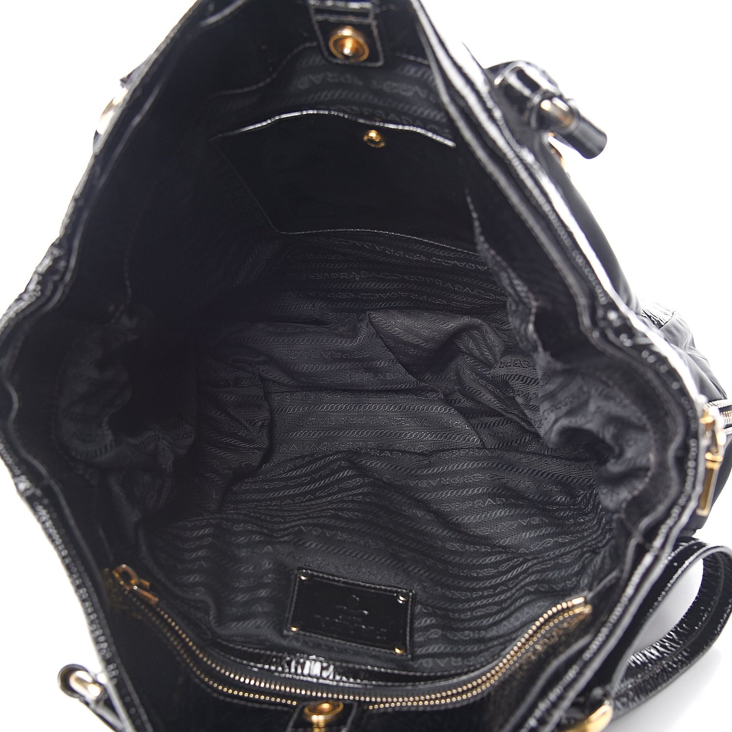 Tessuto Nylon Vernice Tote Black