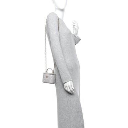 Chanel Lambskin Quilted Top Handle Mini Vanity Case With Chain Grey 2 of 11