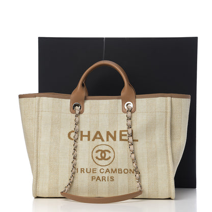 Chanel Mixed Fibers Striped Medium Deauville Tote Beige 10 of 10