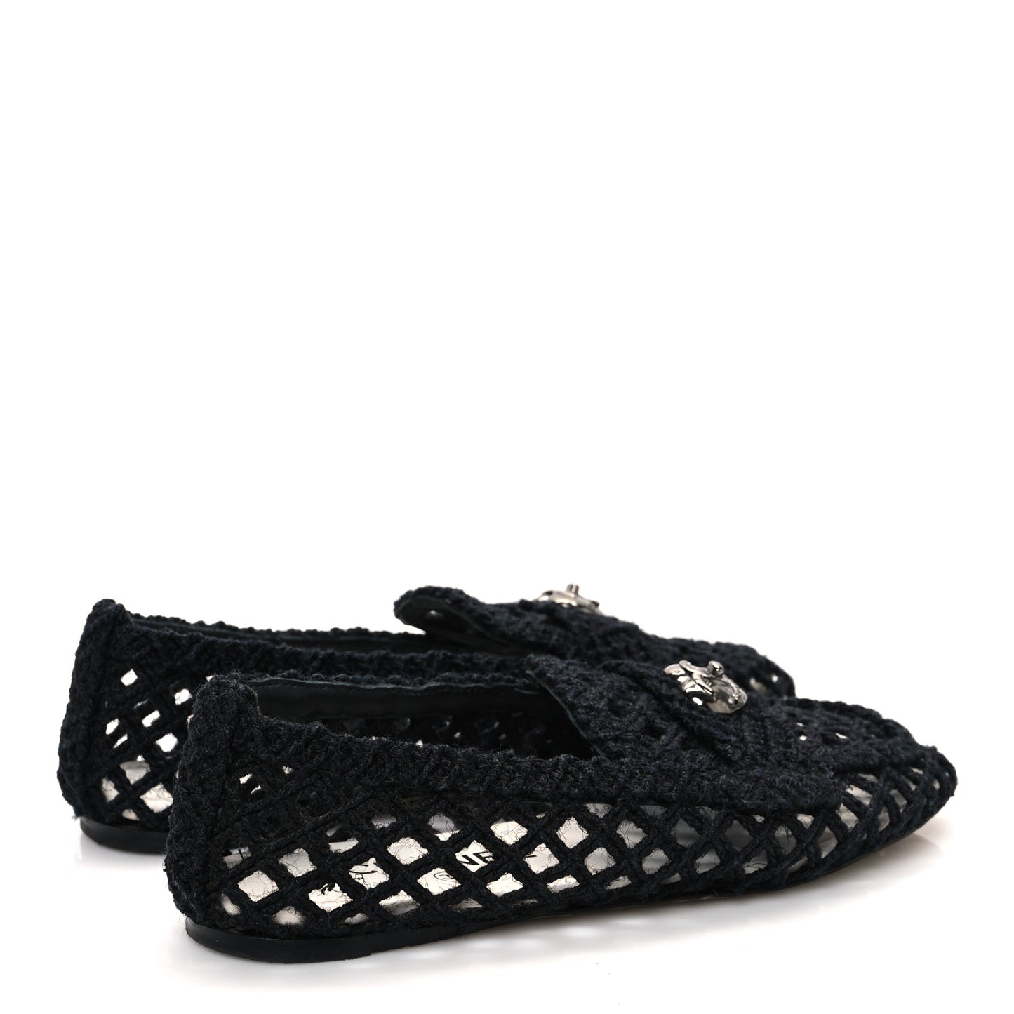 Cord Braided CC Mocassin Loafers 37.5 Black