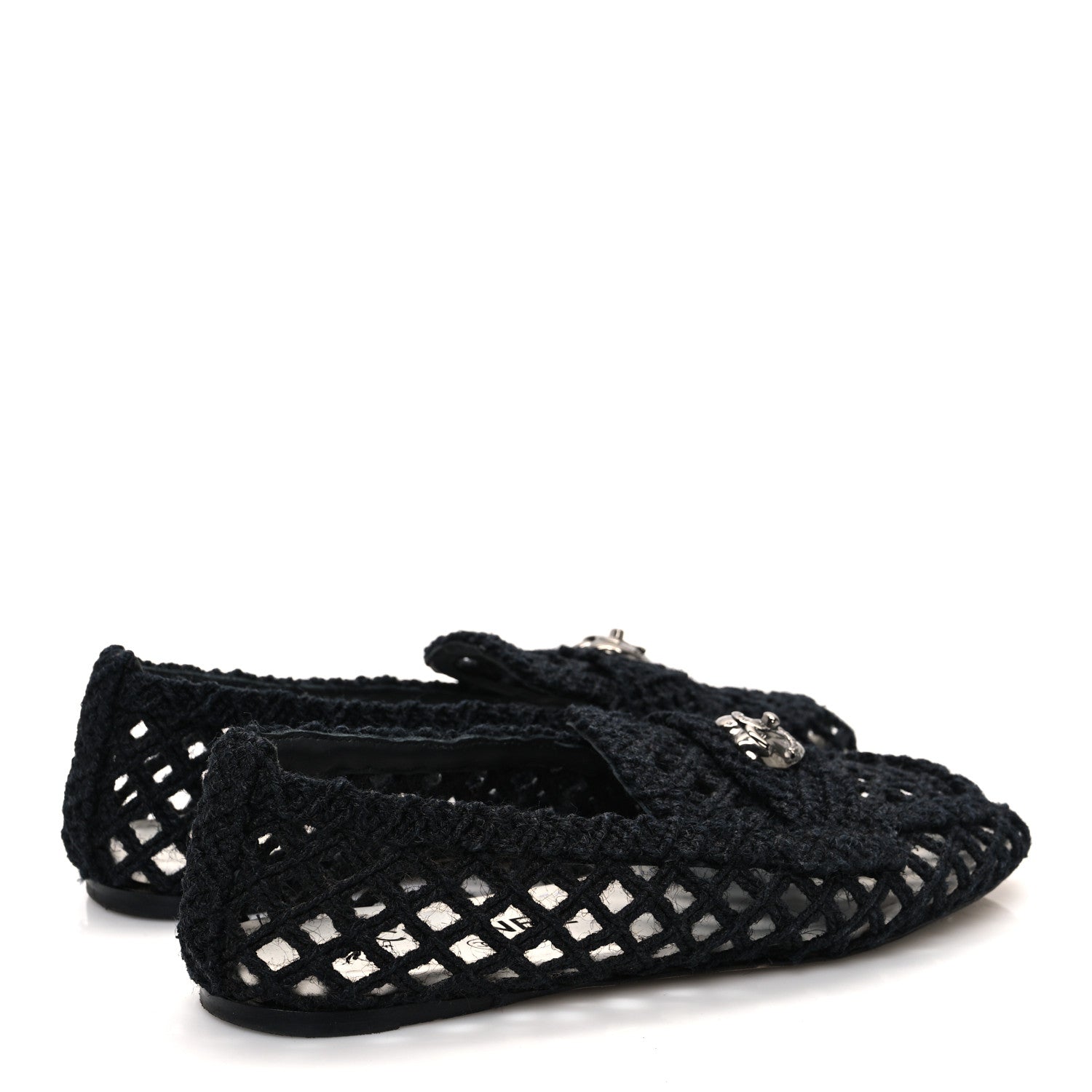 Chanel Cord Braided CC Mocassin Loafers 37.5 Black 5 of 10