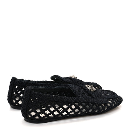 Chanel Cord Braided CC Mocassin Loafers 37.5 Black 5 of 10