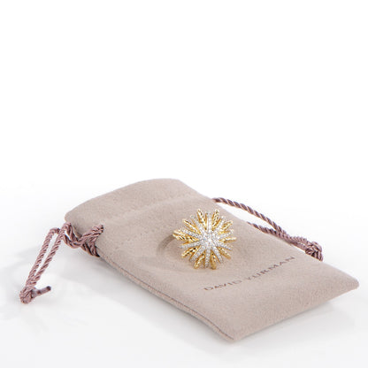 David Yurman 18K Yellow Gold Pave Diamond 22mm Starburst Ring 6.5 5 of 5