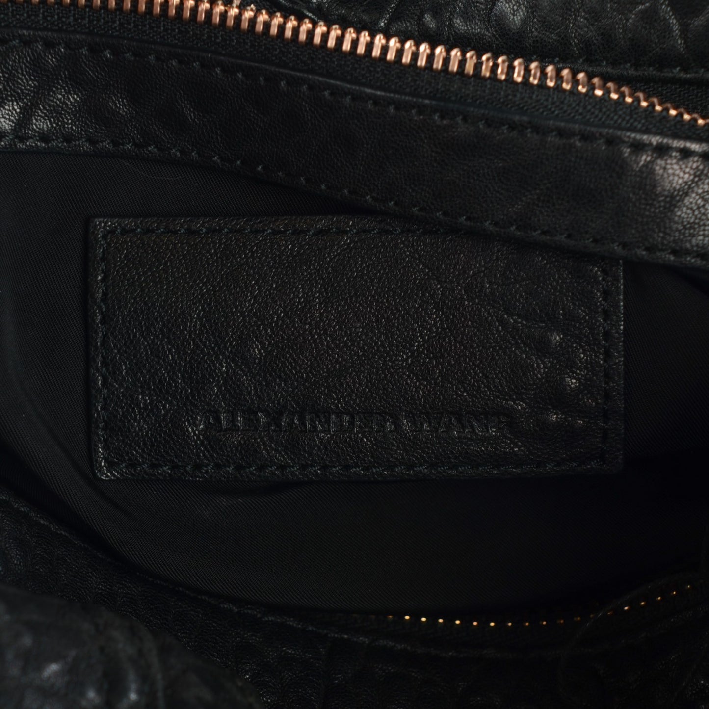 Pebbled Lambskin Rocco Black Rose Gold Hardware