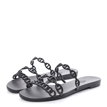 Hermes Rubber Chaine d'Ancre Rivage Sandals 36 Black 3 of 8