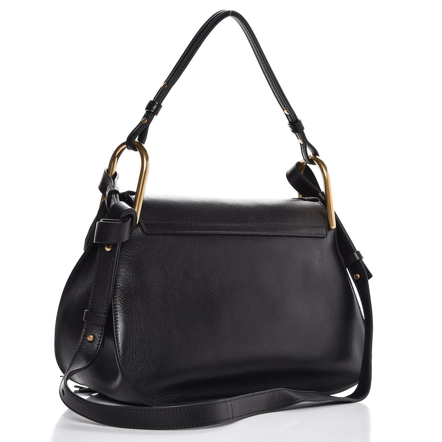 Chloe Calfskin Studded Medium Hudson Double Carry Shoulder Bag Black 3 of 6