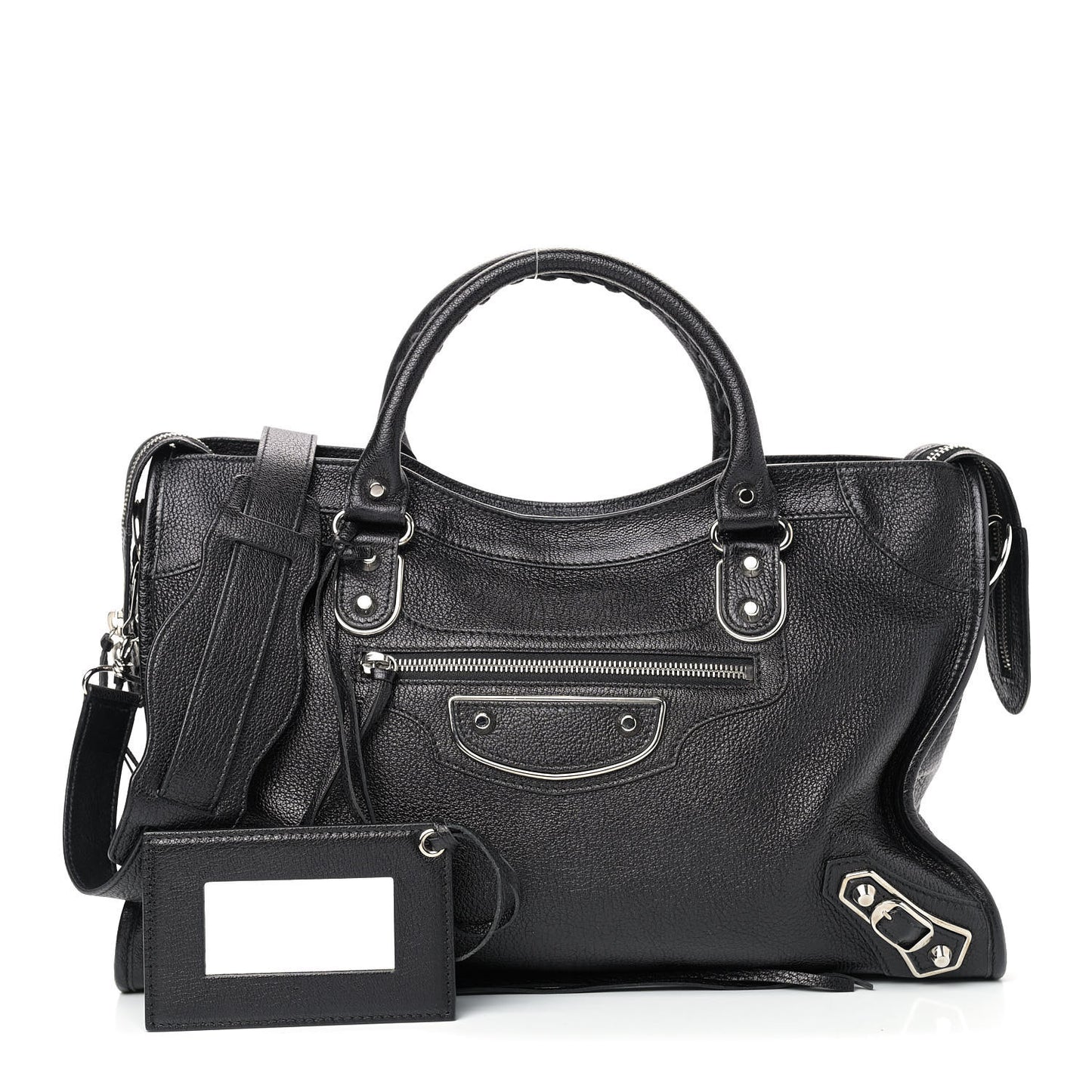 Chevre Silver Metallic Edge Hardware City Black