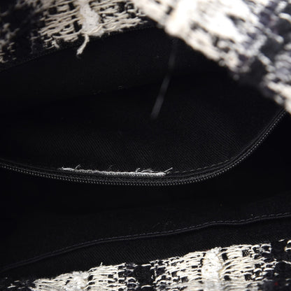Chanel Aged Calfskin Tweed Inuit Fantasy Fur Tote Black 8 of 9