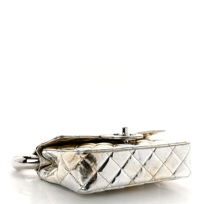 Chanel Metallic Lambskin Quilted Mini Around the World Flap Silver 4 of 11