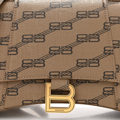 Balenciaga Coated Canvas BB Monogram Small Hourglass Top Handle Bag Beige Brown 9 of 11
