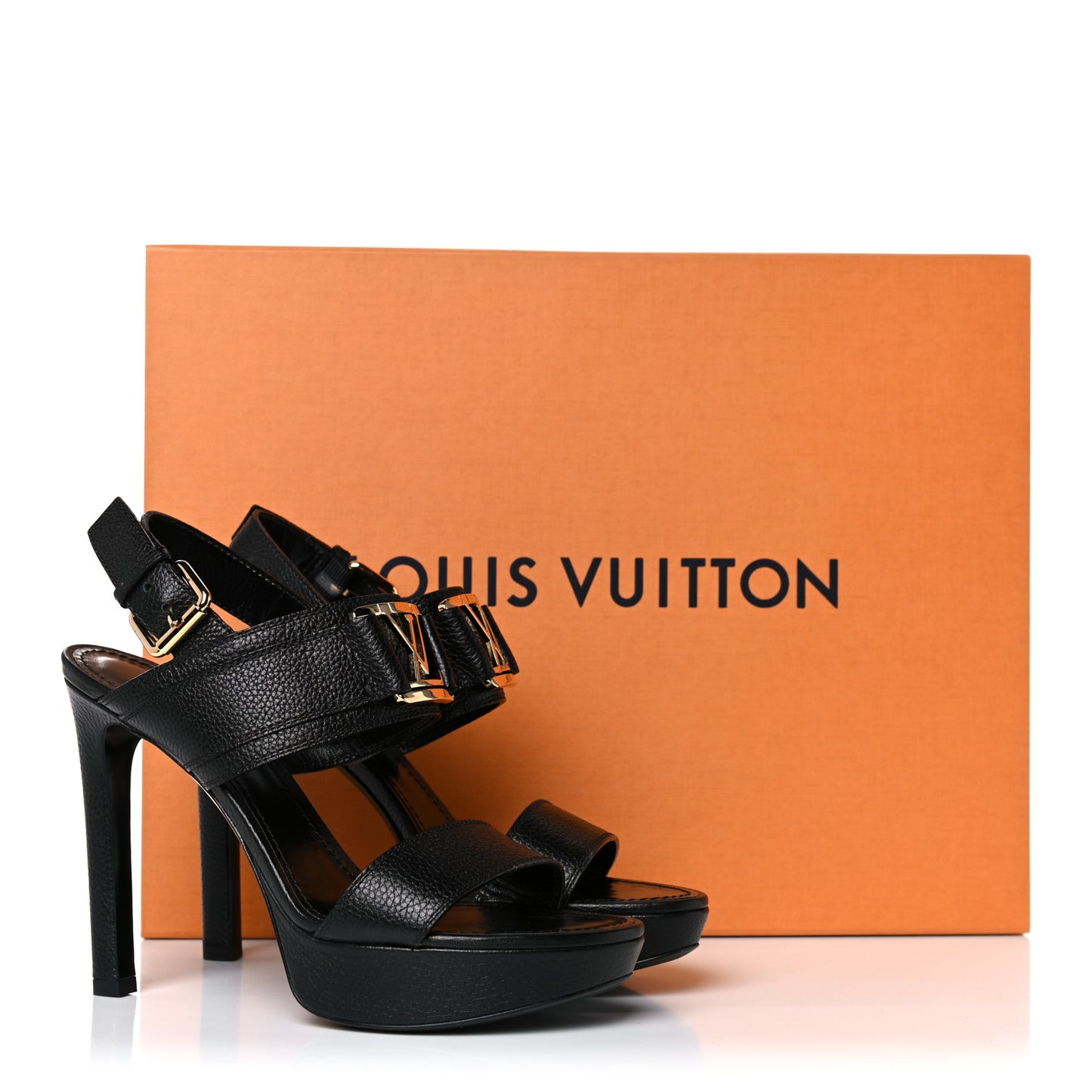 Grained Calfskin Horizon Sandals 37 Black