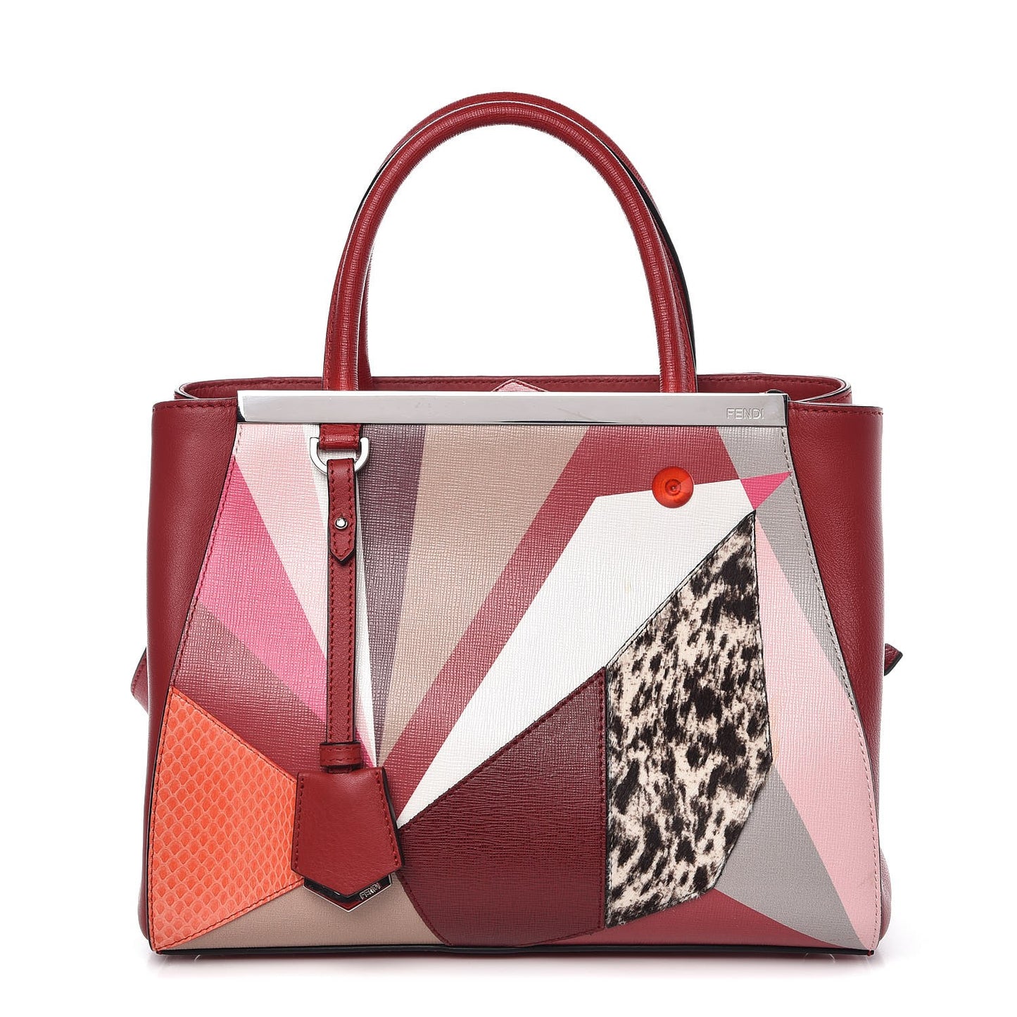 Vitello Elite Calf Hair Python QuTweet Patchwork Petite 2Jours Tote Red
